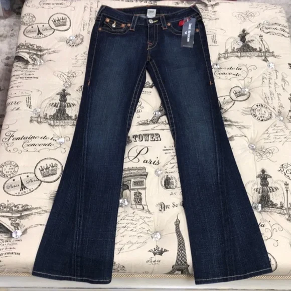 True Religion Joey Twist Flare Leg Dark Jeans - Picture 9 of 11